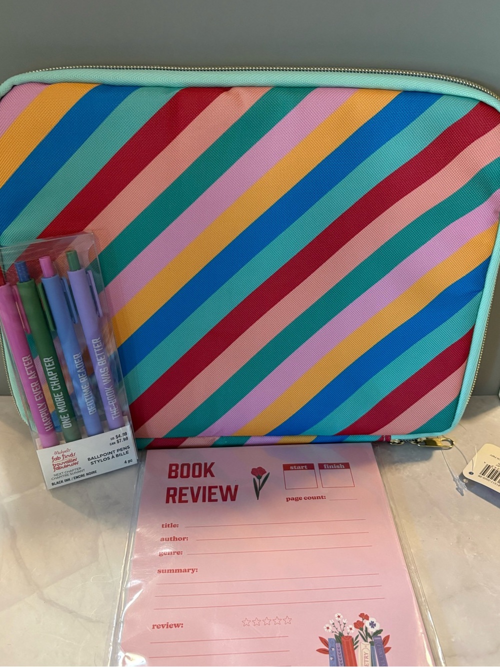 Book lovers bundle -Book Pouch, review pad and pen set